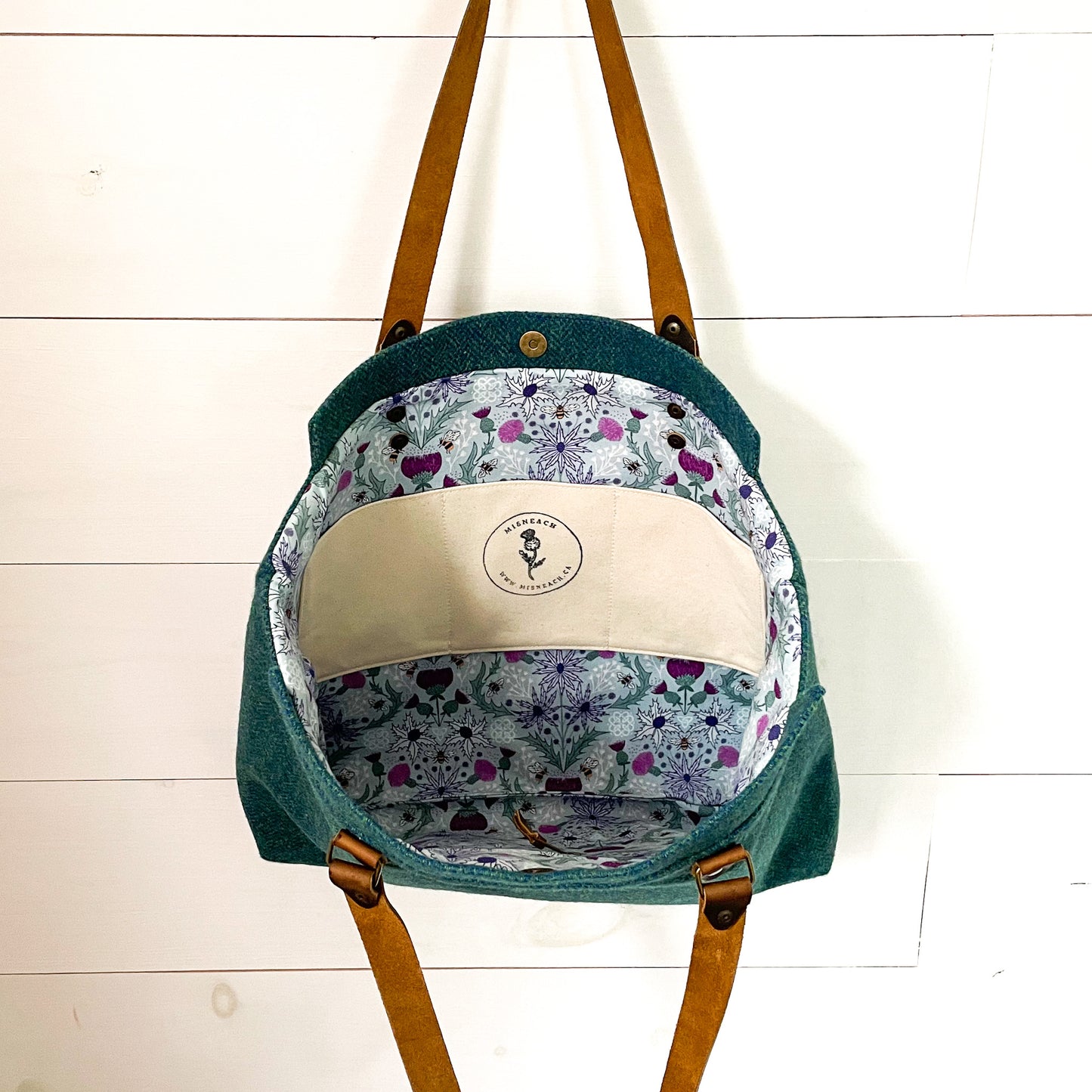 Market Tote - Green/Blue Herringbone - READY TO SHIP