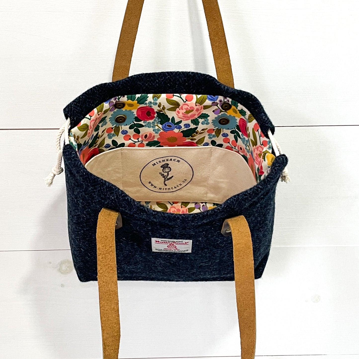 Navy Herringbone Harris Tweed® Project Bag - READY TO SHIP