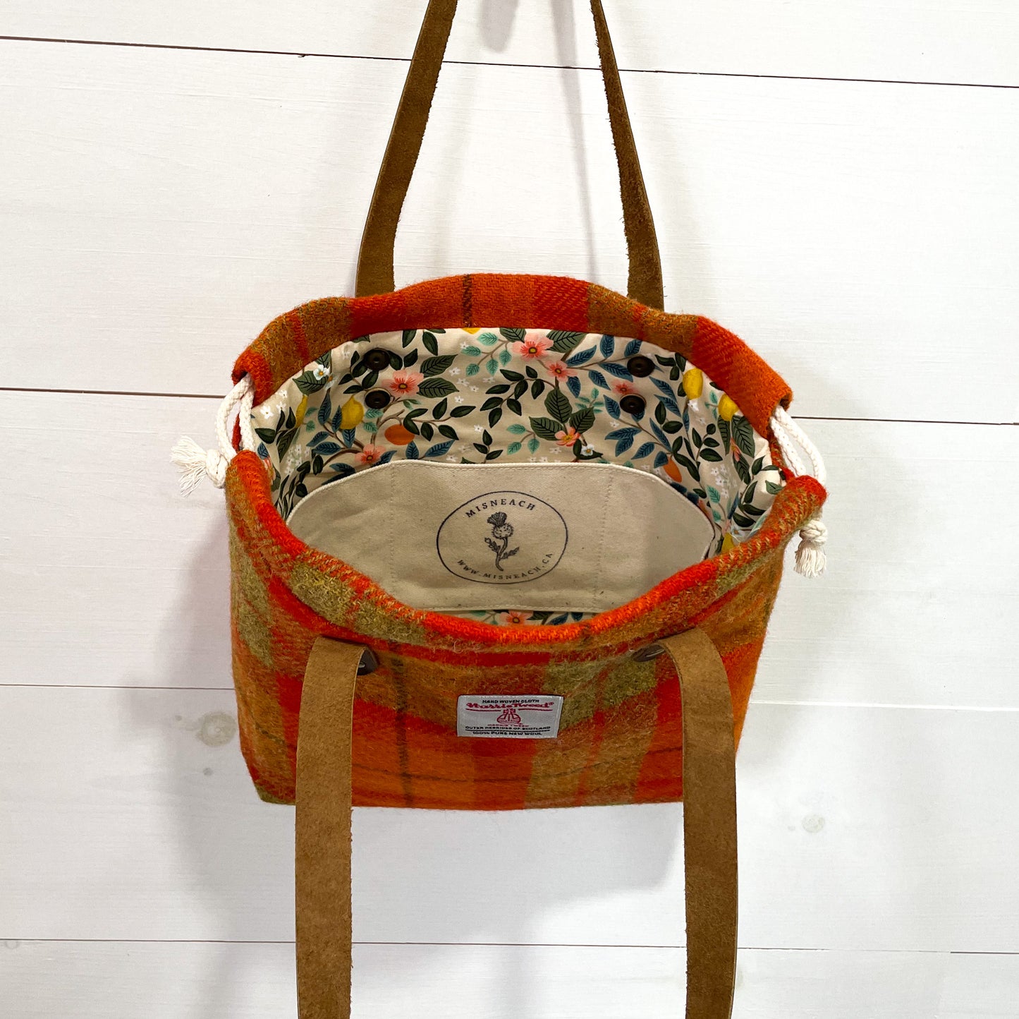 Orange Check Harris Tweed® Project Bag - READY TO SHIP