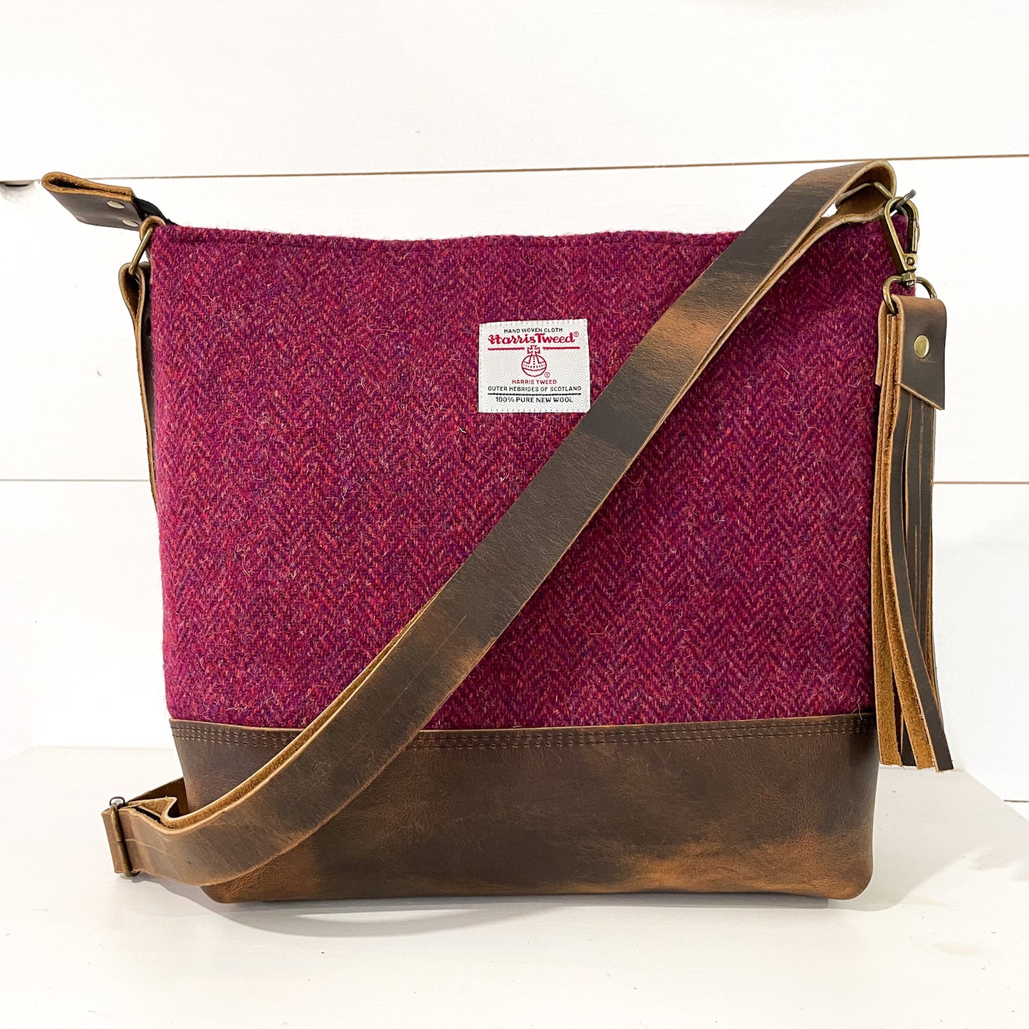 Bonny Bag - Raspberry/Coral Herringbone - READY TO SHIP