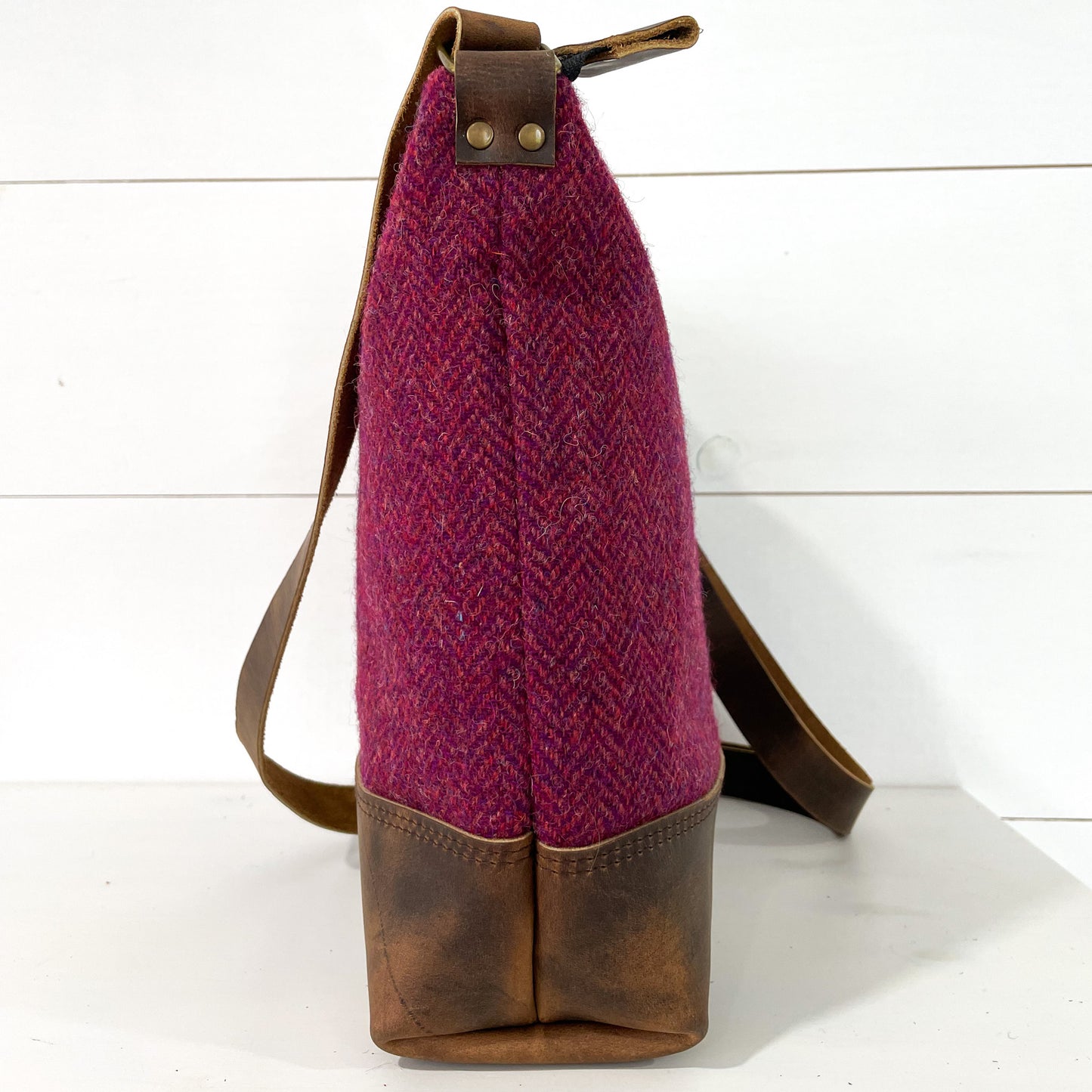 Bonny Bag - Raspberry/Coral Herringbone - READY TO SHIP