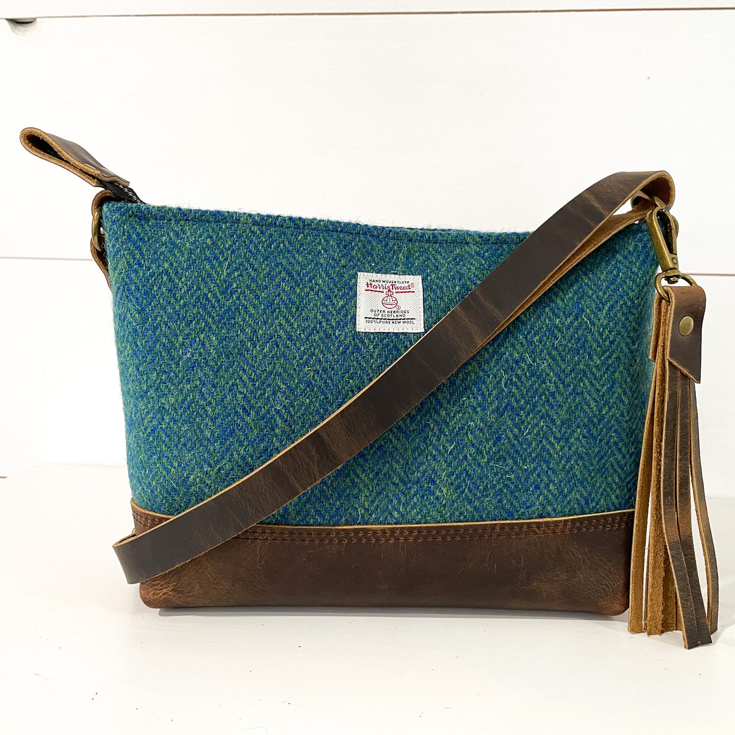 Wee Bag - Green/Blue Herringbone Harris Tweed® - READY TO SHIP