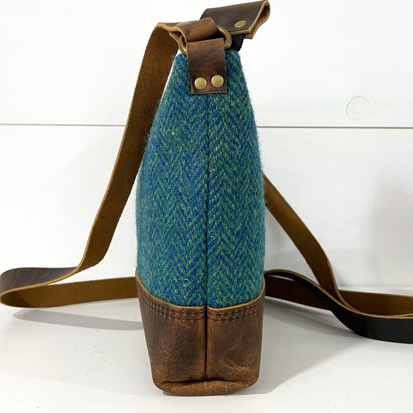 Wee Bag - Green/Blue Herringbone Harris Tweed® - READY TO SHIP