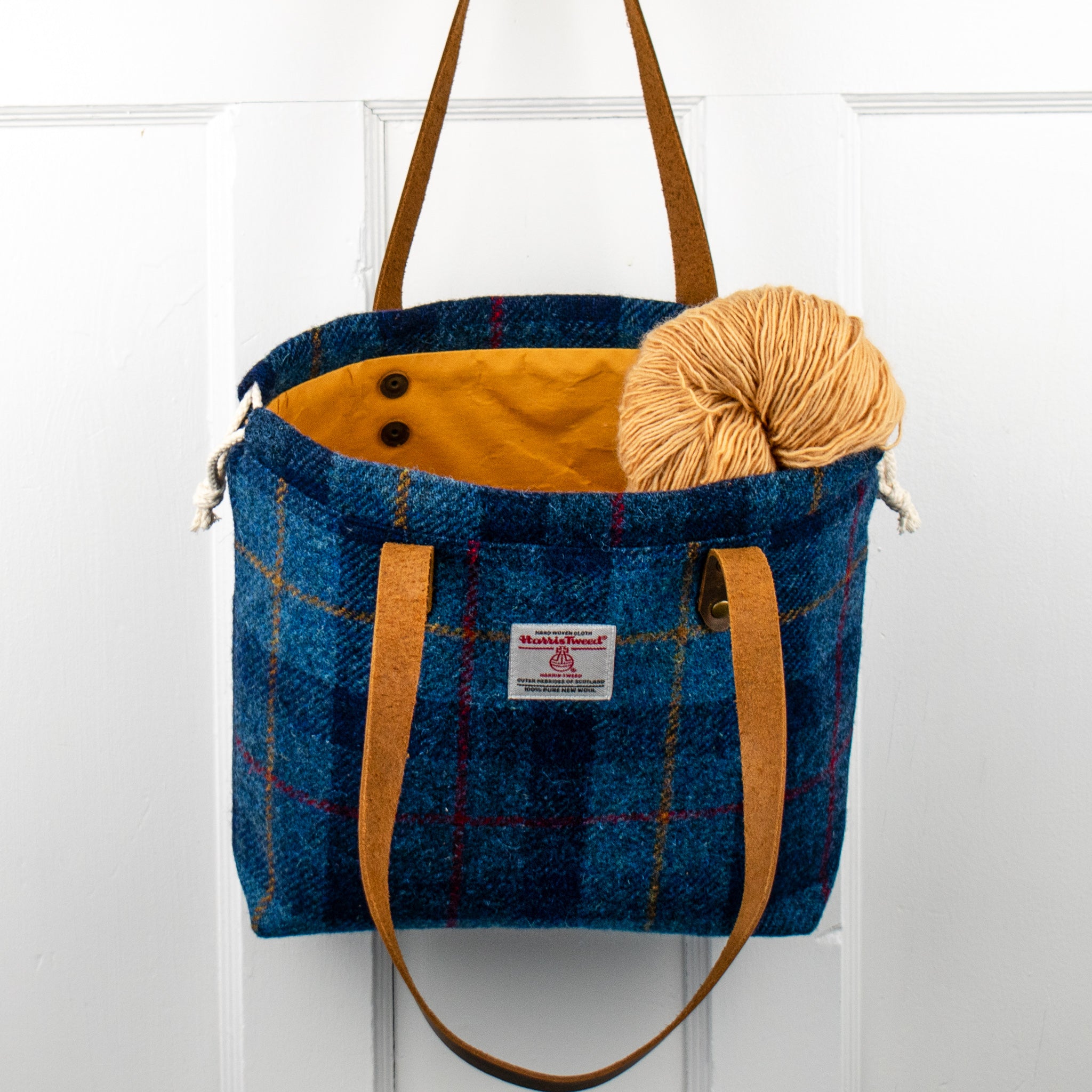 Navy Check Harris Tweed® Project Bag