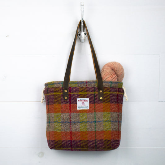 Orange/Purple Plaid Harris Tweed® Project Bag