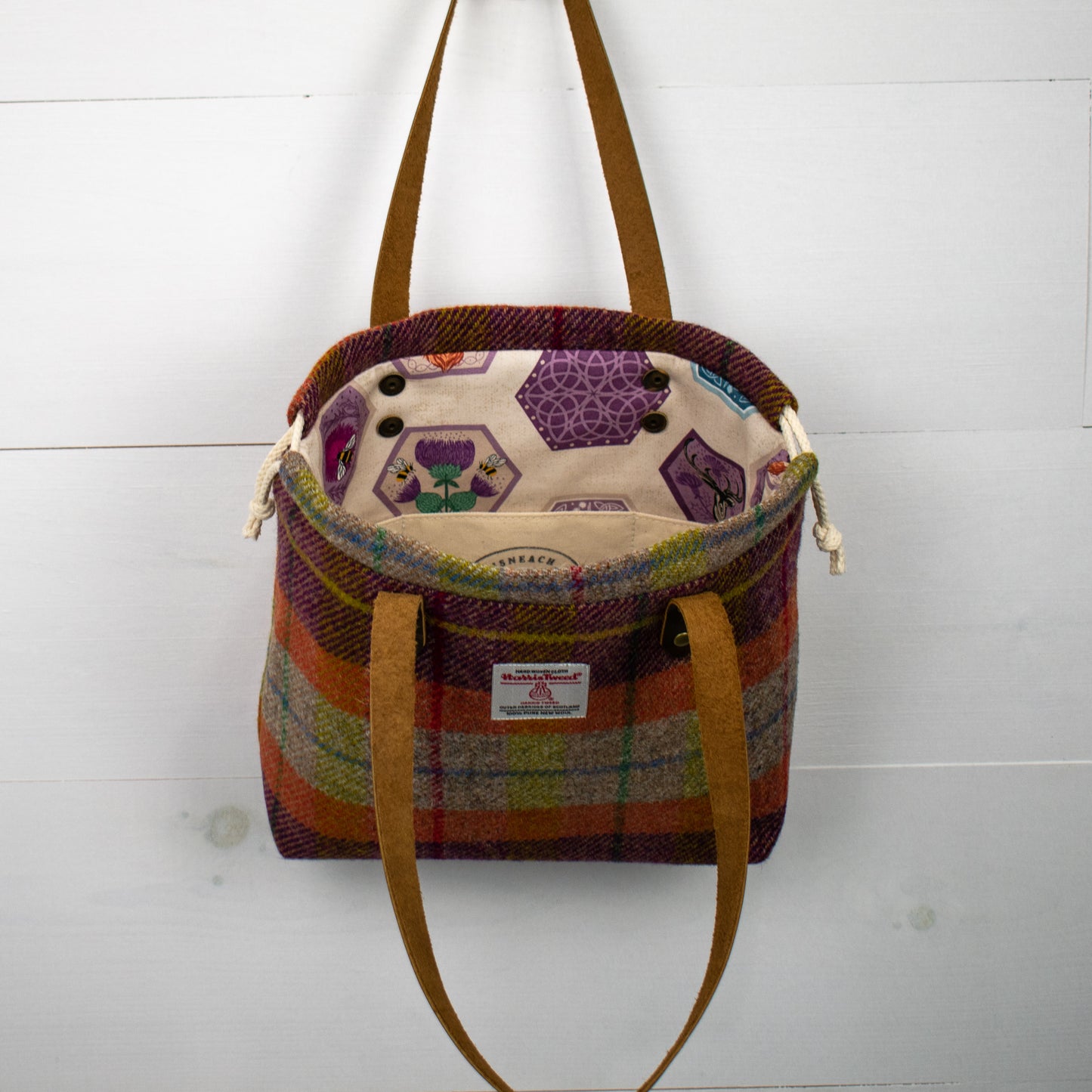 Orange/Purple Plaid Harris Tweed® Project Bag