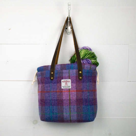Purple/Raspberry Check Harris Tweed® Project Bag